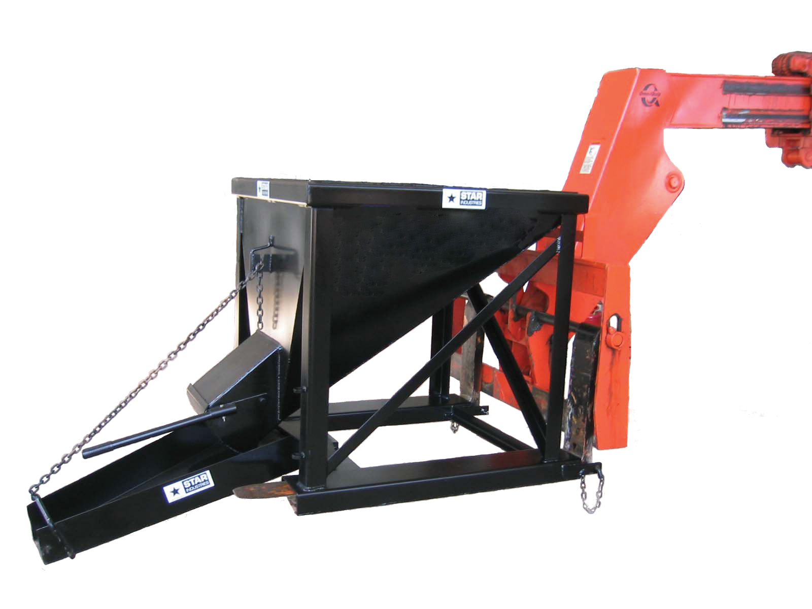 Concrete Hopper on extendable forklift