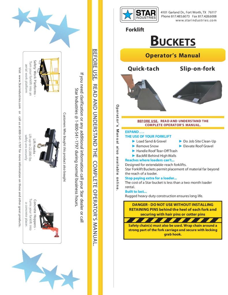 Forklift Bucket - Manual