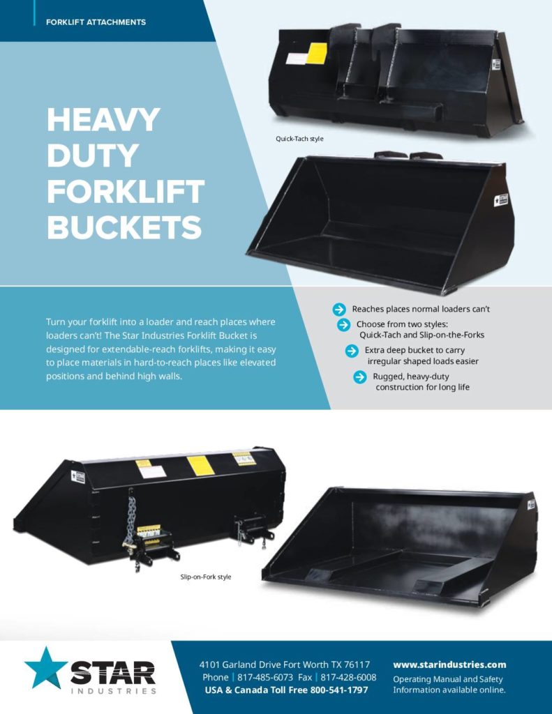 Forklift Buckets Product Sheet