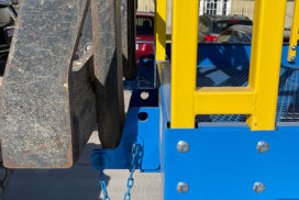 Closeup of Safety Work Platform on telehandler forks