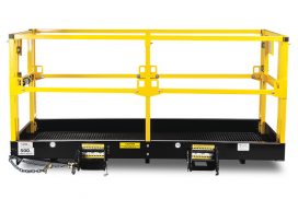 Safety work platform with modular component guardrail