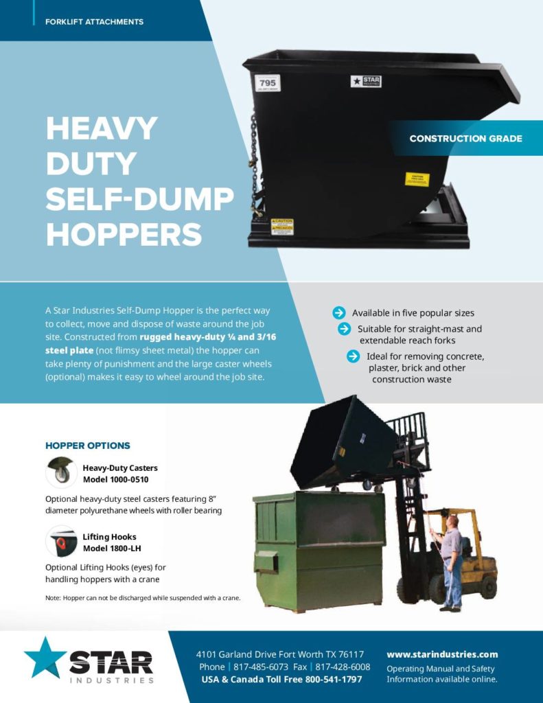 Heavy Duty Self-Dump Hopper Product Sheet