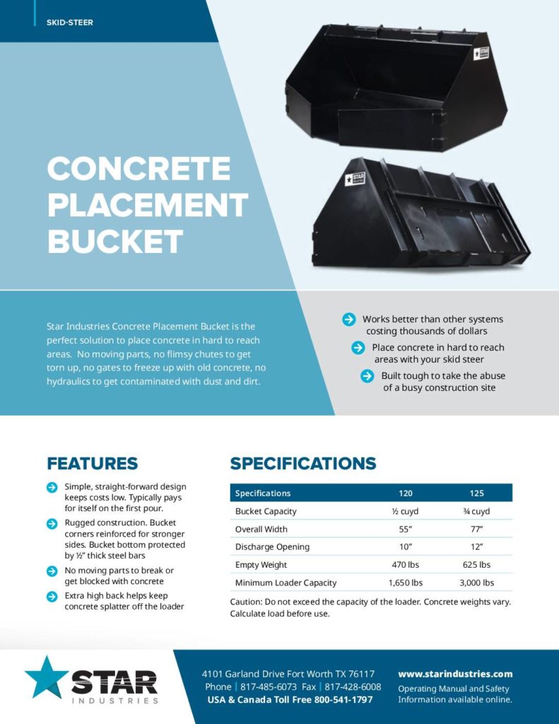 Concrete Placement Bucket - Product Sheet