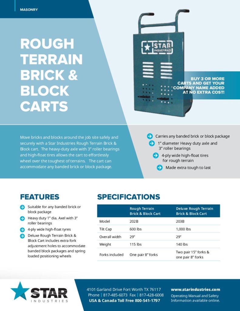 Brick and Block Carts - Product Sheet
