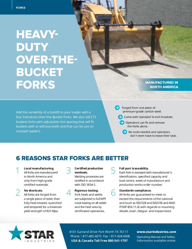 Over-the-Bucket Forks - Product Sheet
