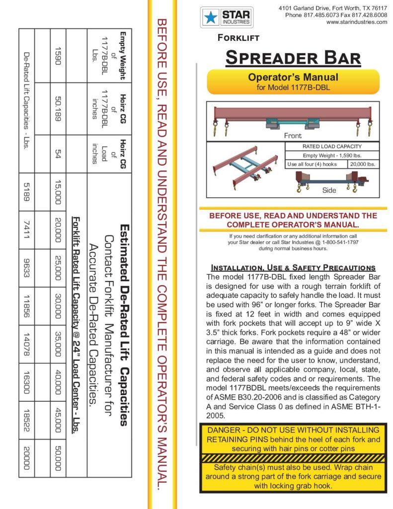 Spreader Bar 1177B-DBL - Manual