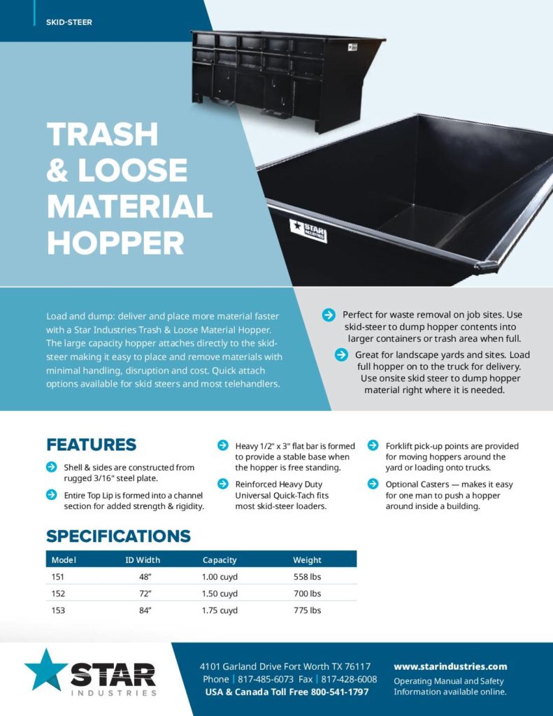 Trash & Loose Material Hoppers - Product Sheet