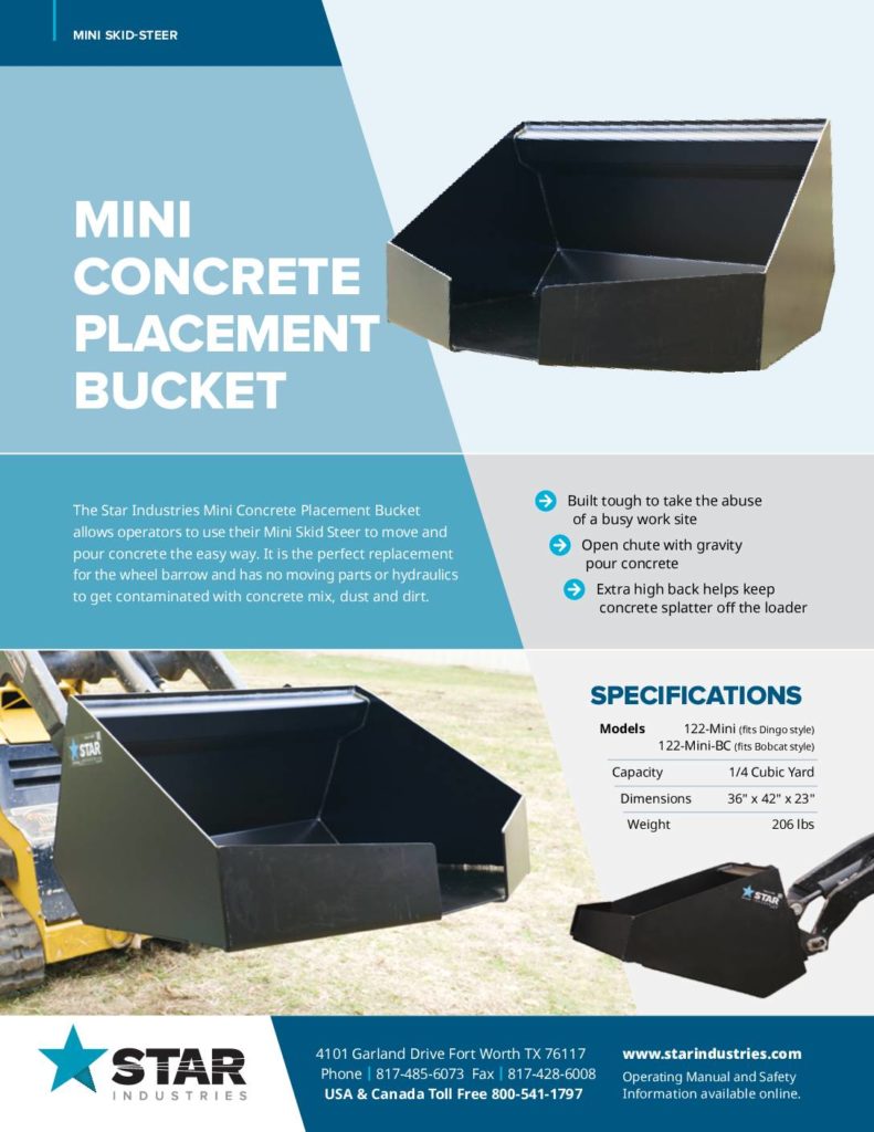 Mini Concrete Placement Bucket - Product Sheet