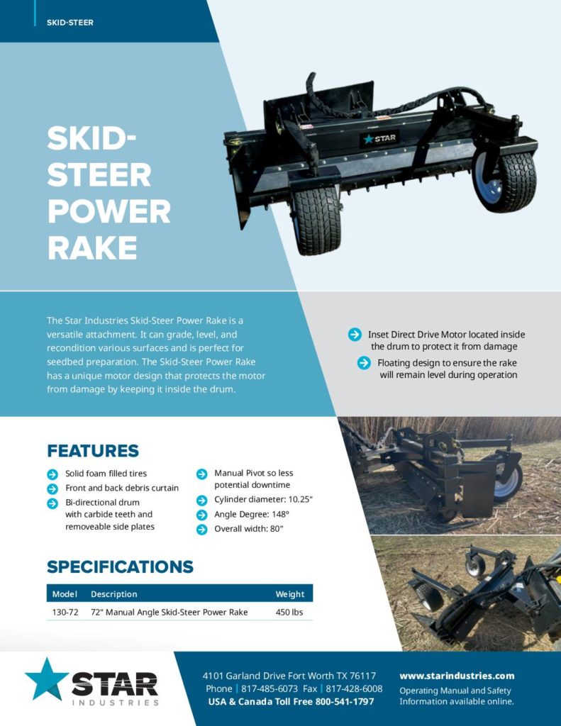 Product Sheet - Skid-Steer Power Rake