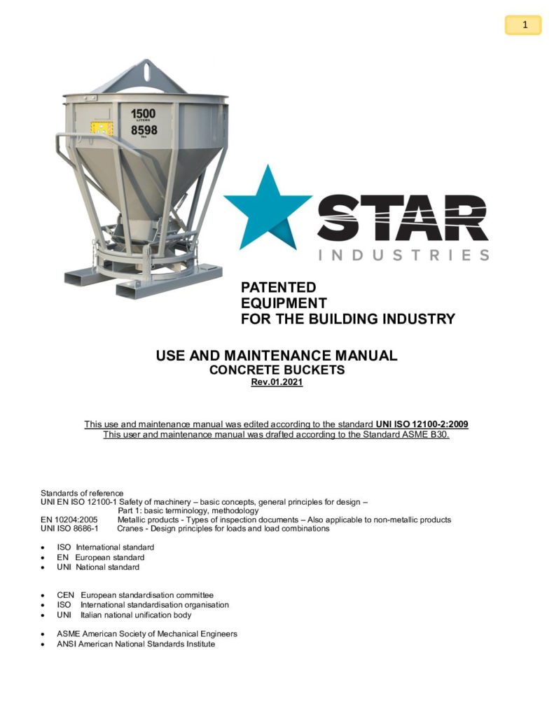 Star Industries Concrete Crane Hopper User and Safety Manual
