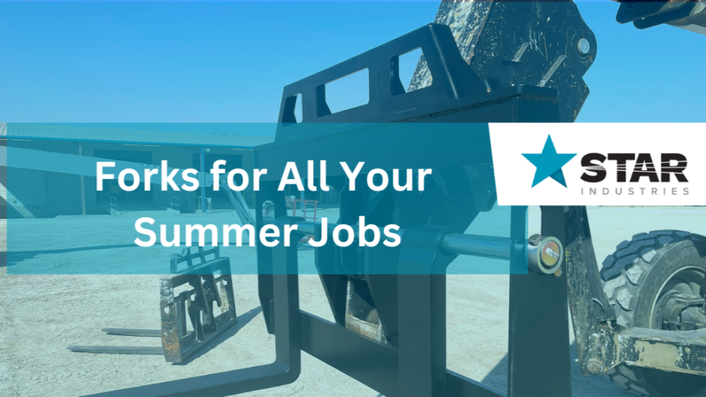 Telehandler fork carriage with heavy-duty forklift forks mounted on construction equipment